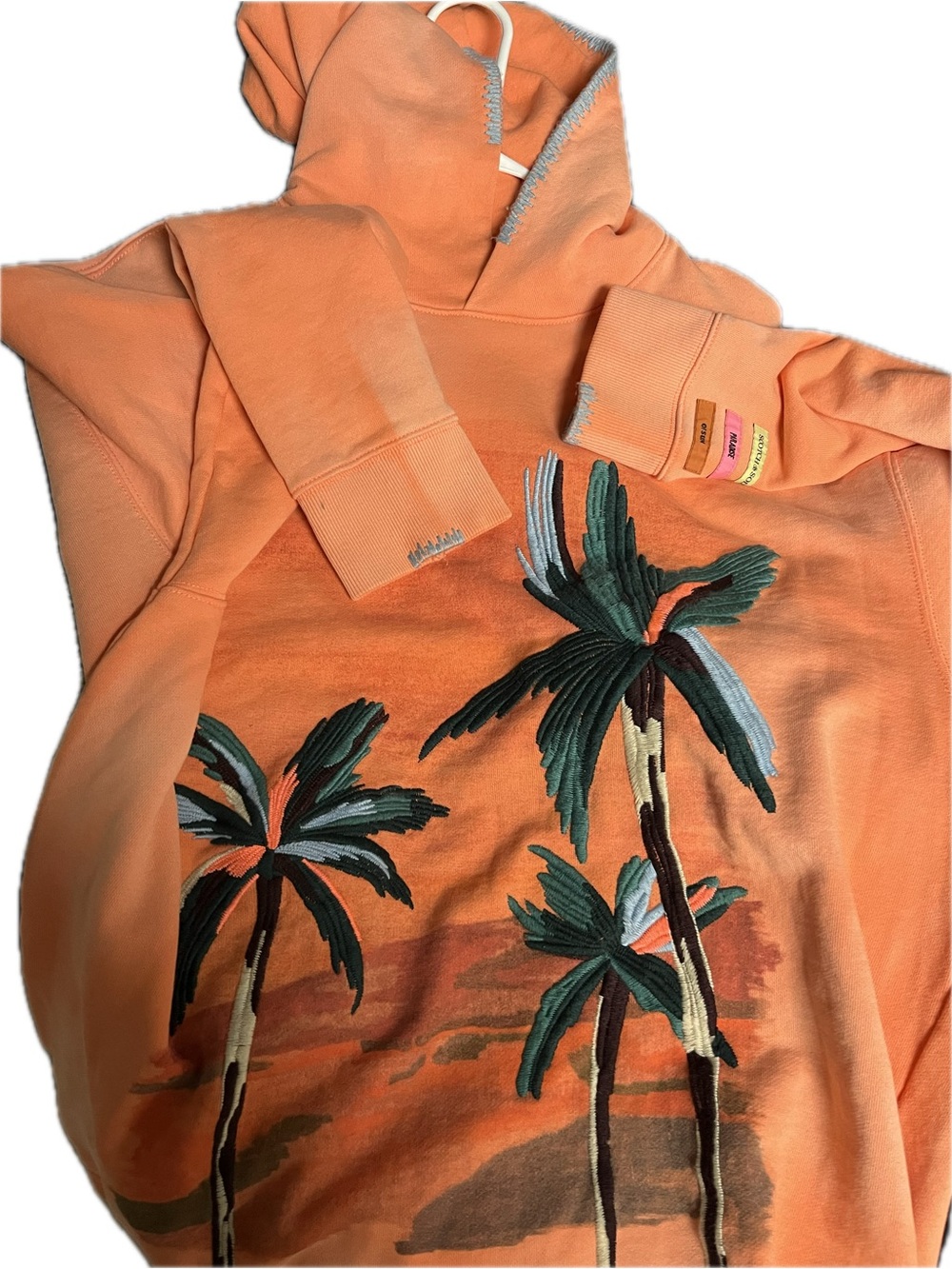 NWOT men’s never worn scotch & soda Orange Palm-Embroidered Hoodie Sweatshirt 🆕